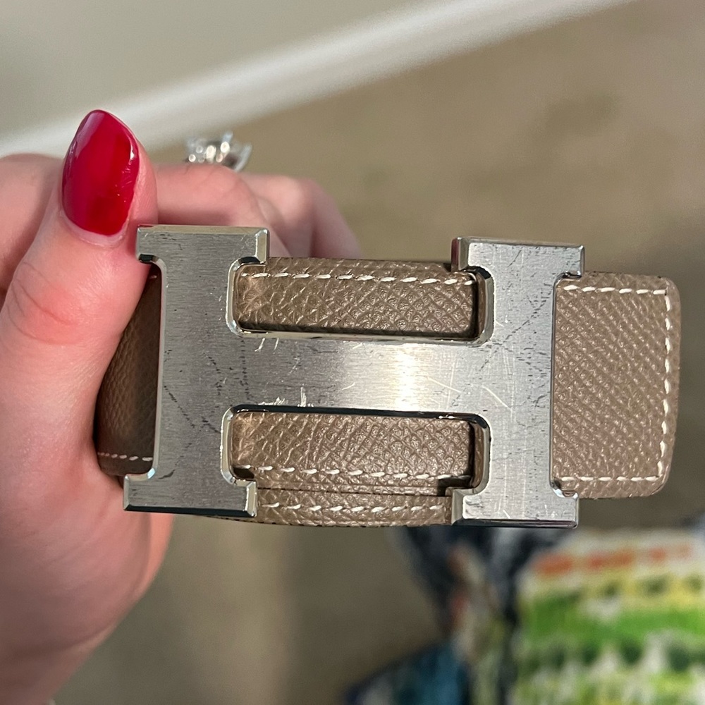 Women's Hermes belt, grey and black reversible. Size 85